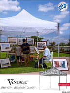 E-Z UP Vantage Instant Shelter Canopy, 10' x 10', Steel Gray Powder-Coated Steel Frame with Wide-Trax Roller Bag & 4 Piece Spike Set, Black