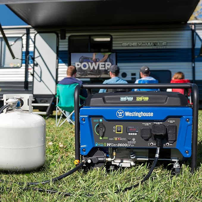 Westinghouse 4650 Peak Watt Dual Fuel Portable Generator, RV Ready 30A Outlet, Gas & Propane Powered, CO Sensor