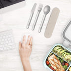 Bentgo Stainless Travel Utensil Set - Reusable 3-Piece Silverware Set with Carrying Case, High-Grade Premium Steel, BPA-Free Case, Eco-Friendly - Ideal for Travel, Camping, and Office Use (Sand)