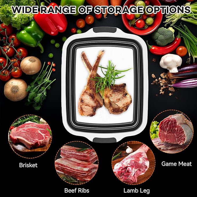 Collapsible BBQ Prep Tub with Cutting Board & Lid, Folding Food Container BPA-Free Heavy-Duty, Dishwasher Safe, Upgraded Drain Hole - for Camping, Grilling Outdoor Cooking (Black, XX-Large)