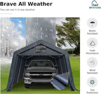 MFSTUDIO 13x22 Heavy Duty Carport, Outdoor Shades Portable Storage Shelter Garage with Rolled up Zipper Doors, Extra Large Car Canopy Tent with Roll-up Sidewalls for Boat Truck Party