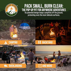 Fireside Outdoor Portable Fire Pit for Camping, Portable Fire Pit Grill for Backyard, Outdoor Firepit with Heat Protect, Camping Firepits, Standing Bonfire Outside for Backyard, 8 lb Weights - 24 inch