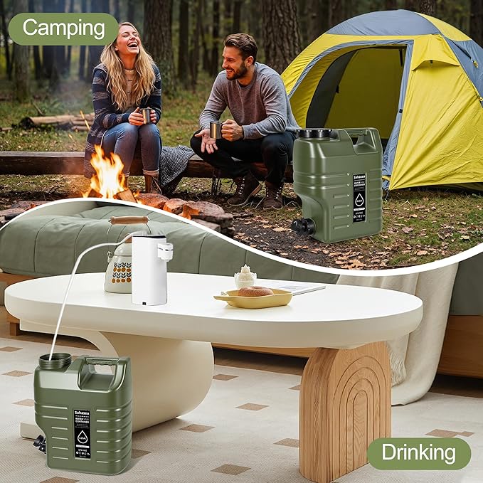 3.2 Gallon Water Jug, Portable Camping Water Jug Dispenser with Spigot, Leak-Proof Water Storage Containers for Camping, Outdoor, Hiking, Picnic, RV, BPA Free Emergency Water Tank, Green