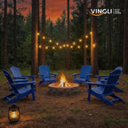 VINGLI Folding Adirondack Chairs Set of 2, Wood Adirondack Chair for Outdoor, Foldable Fire Pit Chairs for Patio, BBQ, Porch, Yard, Pool, Blue