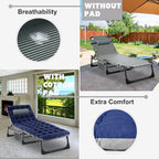 ABORON 5 Positions Camping Cots for Adults,Outdoor Folding Sleeping Cot/Mat,Folding Chaise Lounge Chair with Pillow,Portable Reclining Chair for Beach Lawn Camping Pool,Sunbathing Chairs