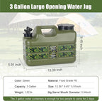 ASIEIT 3 Gallon/5 Gallon Water Jug with Spigot, Portable Water Tank BPA Free, Leak-Proof Water Containers for Camping Water Storage Containers for Emergency Outdoor Hiking Picnic, Green/Yellow/White