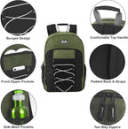 Trail maker (24 Pack) 18 Inch Heavy Duty Bulk Dual Compartment Bungee Backpacks for College, Homeless, Men, Women (Dark Colors Pack)