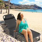 MOPHOTO Folding Chaise Lounge Chair 5-Position, Folding Cot, Heavy Duty Patio Chaise Lounges for Outside, Poolside, Beach, Lawn, Camping (Lounge Cot, Breezy Oceanic)