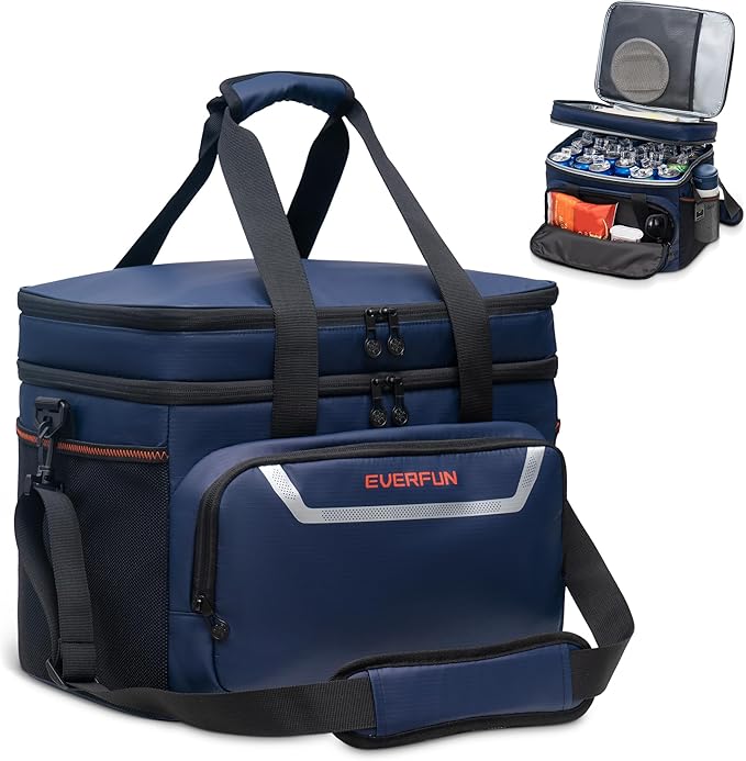 EVERFUN Small Cooler Bag 24 Can Insulated Lunch Box Double Deck Soft Leak-Proof Waterproof Collapsible Ice Chest for Men Women Work Travel Car Trip Picnic Beach