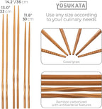 YOSUKATA Reusable Natural Wooden Long Cooking Chopsticks Set of 3 pairs: 11.8 inch, 13-inch, 14.2 inch Brown Long Wok Wooden Chopsticks Reusable