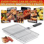 Grill Baskets for Outdoor Grill|Stainless Steel Large Grilling Basket with Removable Wooden Handle|Fish Grilling Basket Grilling for Meat,Steak,Vegetables & Seafood| Grilling Gifts for Dad/Men,Perfect Grilling Accessories