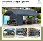 MFSTUDIO 13x24 Heavy Duty Carport, Outdoor Shades Portable Storage Shelter Garage with Rolled up Zipper Doors, Extra Large Car Canopy Tent with Roll-up Sidewalls for Boat Truck Party