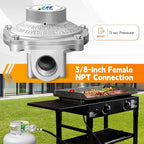 GasSaf 2 Stage Propane Regulator, QCC 1 and 3/8" Female NPT Connection for RV, Generator, Camp Stove, Gas Grill, Heater - No Propane Hose