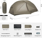 Naturehike Mongar Pro 1/2/3 Person Backpacking Tent,Waterproof Nylon Easy Setup Lightweight Camping Tent