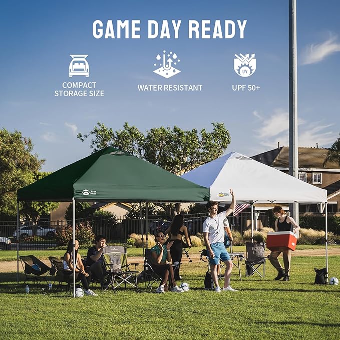 CROWN SHADES 12x12 Pop Up Canopy Outside Canopy, Patented One Push Tent with Wheeled Carry Bag, Bonus 8 Stakes and 4 Ropes, Forest Green