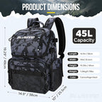 PLUSINNO Cooler Fishing Backpack with Rod Holders 45L Large Water-resistant Fishing Tackle bag Store Fishing Gear Fishing Gifts for Men Father, Sport Bags