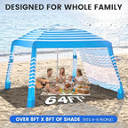 Zeraty Beach Cabana 8'×8', Portable Beach Canopy with Side Wall, Easy Pop Up UPF 50+ Silver-Coated Beach Tent Sun Shelter, Wind Resistant Adjustable Height Beach Umbrella Tent for Family, Sky Blue