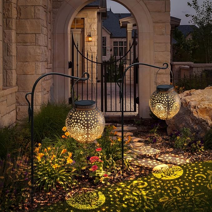 Solar Lanterns Outdoor Waterproof Garden Decorative Lights Owl Hanging Solar Lanterns for Patio, Table, Pathway, Balcony, Lawn, Yard Decor 2 Pack