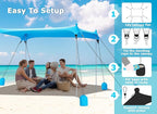 Gorich Beach Tent Sun Shelter with 8 Sandbags, UPF50+ Protection & Windproof Pop Up Beach Canopy Tent Sun Shade for Family, Travel & Camping, Easy Setup Canopy Umbrella