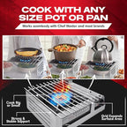 Chef Master Butane Stove Cover - Premium Stainless Steel Universal Fit - Any Standard Size Camping Stove - Portable Screen & Camping Wind Blocker - Camp Essentials for Outdoor & Indoor Cooking 90217