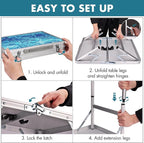 VILLEY Folding Camping Table 2FT, Portable Small Picnic Table with Adjustable Height, Lightweight Aluminum Foldable Table Small Folding Table with Carry Handle for Outdoor Indoor BBQ Hiking Beach