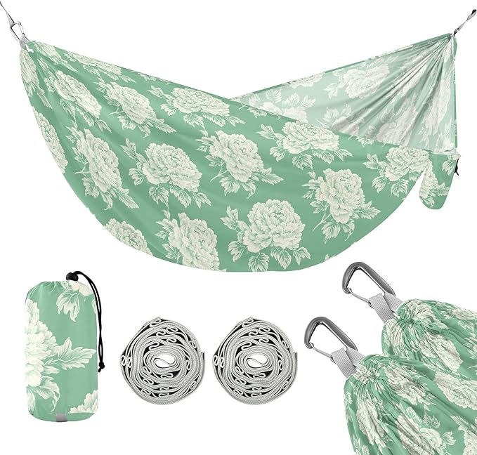 Peony Mint Green Hammocks for Camping Cloth Hammock for Outside Camping Essentials