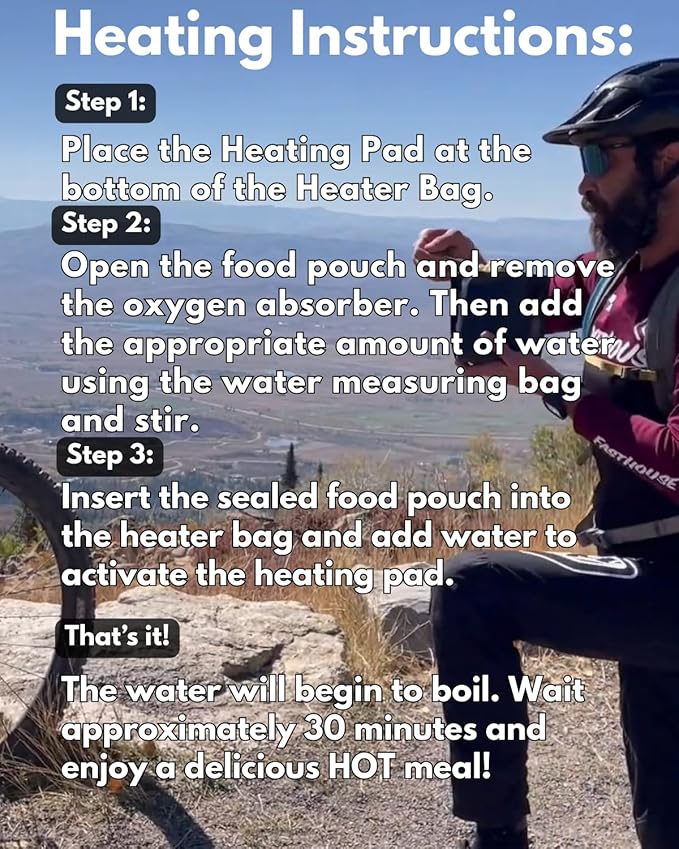 Heaven's Harvest Self-Heating Emergency Meal Kit (10 Year Shelf Life) — Tastier than MRE Meals & Ready-To-Eat in Minutes! Just add water to activate the “cooking” process. (Veggie Chili) (6-Pack)
