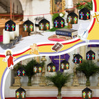 12 Sets Easter Crafts Religious Cross Crafts with LED Candle Light DIY Christian Cross Lantern Tissue Paper Kits Religious Hanging Ornament for Church Sunday School VBS Activities