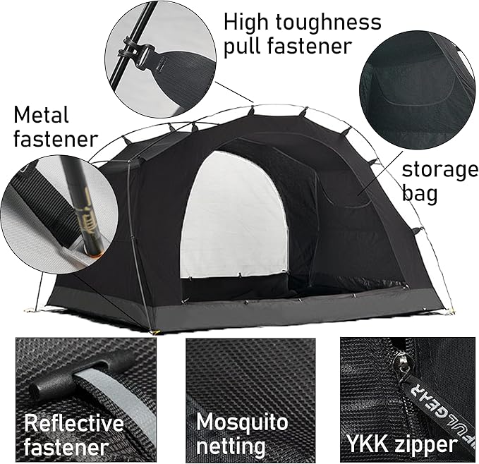 3F UL Gear 1/2 Person Outdoor Ultralight Camping Self-Supporting Kangaroo Tent TC Cotton Fabric Waterproof and Moisture-Proof Tents for Camping, Hiking, Backpacking Four-Season Application
