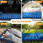Double Sleeping Pad for Camping, 4in Extra-Thick with Built-in Foot Pump & Pillow, Compact 2 Person Ultralight Camp Air Mattress for Backpacking, Hiking, Tent, Car, Travel, Gift