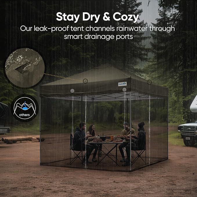 Quictent 10x10 Pop Up Screened Canopy Tent, Instant Setup for 1 Person with Netting, Portable & Compact, Waterproof & UV Protection, Ideal for Camping, Beach, Parties, and Outdoor Events