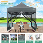 COBIZI 10x10 Canopy Tent, Heavy Duty Pop up Canopy with Sidewalls, Waterproof Easy Setup Tent with Mosquito Netting, Outdoor Instant Screen Tents for Parties, Wedding, Backyard with Carry Bag, Gray