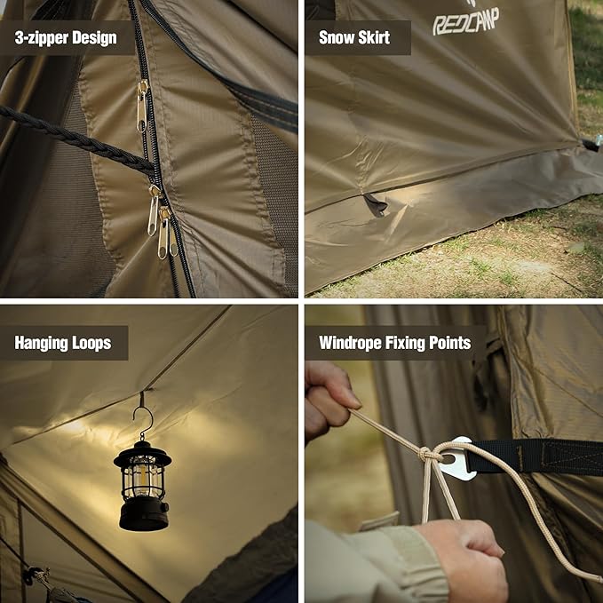 REDCAMP Large Hammock Hot Tent with Stove Jack, Waterproof & Windproof Winter Wall Tent with Snow Skirt, Ultralight 4 Season Tents for Camping, Hiking, Bushcraft, Backpacking, Hunting