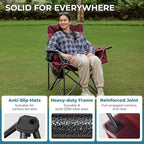 FUNDANGO Oversized Camping Chairs for Adults, Heavy Duty Fold Up Sports Games Lawn Chairs, Extra Wide Big Man Outdoor Chairs with Padded Lumbar Support Backrest, Bag Included for Camp, Beach, 2 Pack