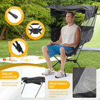 Nice C Camping Chair with Canopy, Compact Chair with Shade, Ultralight Umbrella Fishing Chairs, Portable Backpack Chairs, Lightweight, Travel, Picnic, Festival, Hiking, Sports (1 Pack, Black)