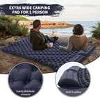 Camping Double Sleeping Pad, Self Inflating Sleeping Mat with Pillow Built-in Foot Pump, 2 Person Portable Camping Air Mattress for Backpacking, Hiking, Traveling, Tent,Beach