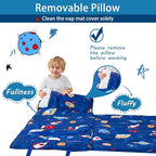 Toddler Nap Mat with Pillow and Blanket, Extra Large Rolled Napping Mats,Slumber Bags for Boys Girls,Kids Sleeping Bag for Daycare, Preschool Travel Camping