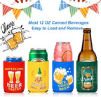 18 Pack Beer Can Cooler Sleeves Beer Can Bottle Cooler Collapsible for Holiday Father's Day Beach Themed Party Cans Bottles Decorations Office Bar Supplies Favors