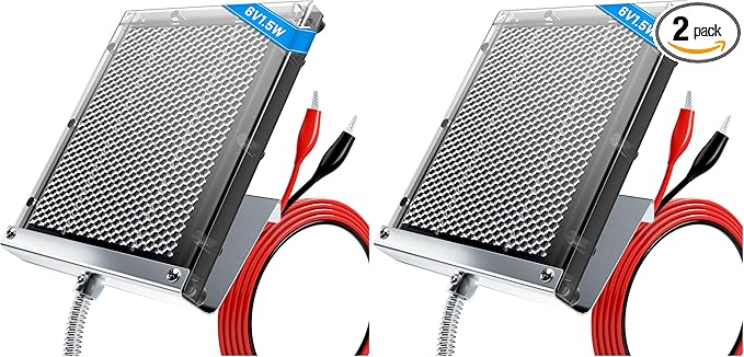 POWOXI Solar Panel for Deer Feeder 6V 1.5W Waterproof Solar Battery Charger with Mounting Bracket Alligator Clip Game Feeders Solar Panel 6 Volt (Pack of 2)