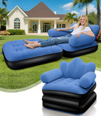 Blow Up Pull Out Couch with Headboard,Inflatable Couch with Flocked Surface,Folding Inflatable Chair for Adults,Portable Air Sofa Bed,Durable Air Couches,Inflatables couches for Camping-1pc