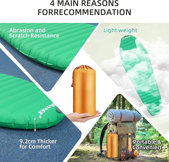 Ultralight Sleeping Pad for Camping, 74.8"x23.2" Camping Mat with Pump Sack Inflatable Sleeping Pads Compact for Camping Backpacking Hiking Traveling Tent