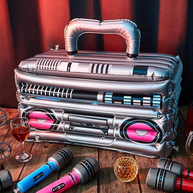 Cunhill 1 Piece Inflatable Boom Box Beverage Cooler Summer 80s 90s Theme Party Decorations Inflatable Cooler Radio Blow up Boom Box Birthday Drink Favors for Retro Nightclub Party Hip Hop Supplies
