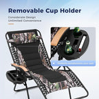 MAISON ARTS Oversized XXL Padded Zero Gravity Lawn Chairs Set of 2 Foldable Recliners Anti Gravity Lounge Chairs 30" Wide Seat Outdoor Camp Chairs for Poolside Yard,Support 400lbs, Camouflage