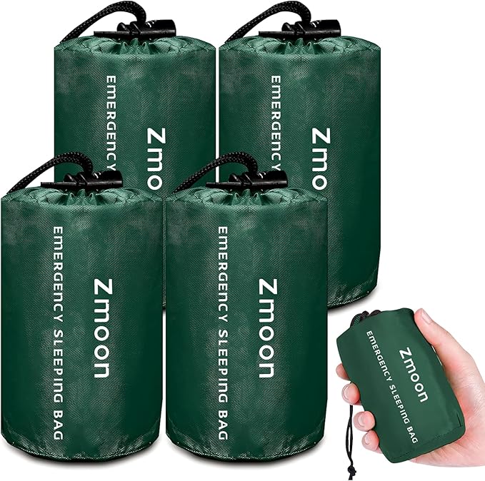 Zmoon Emergency Sleeping Bag Survival Bag, Portable Waterproof Thermal Bivy Sacks,Bivvy Bags,Camping Mylar Sleeping Bag Survival Gear Emergency Blankets Survival Shelter