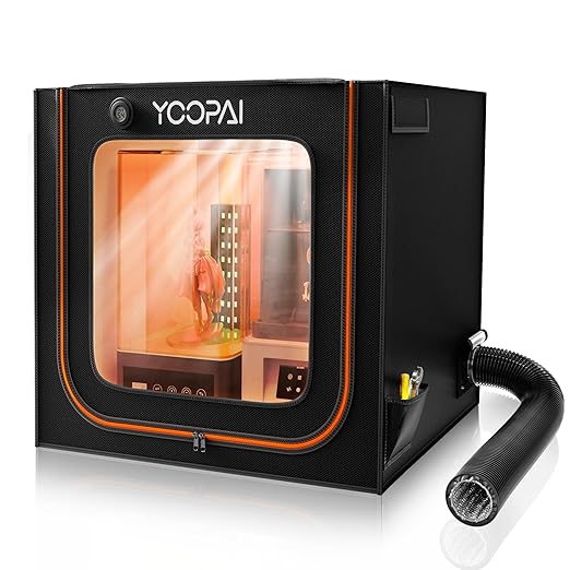 Multifunctional Large Resin 3D Printer Enclosure with Ventilation Kit LED Light, 3D Print Vented Enclosure Eliminate Odors Dustproof Isolate Noise Tent Cover Compatible with LCD Resin UV 3D Printer