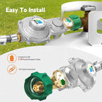 GasSaf 5FT 2 Stage Propane Regulator with Hose, Dual-Stage Propane Regulator with Gauge Suitable for RV, Generator, Camp Stove, Gas Grill, and Heater - CSA Certified