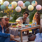 12 Pcs Camp Gingham Paper Lantern Cute Camping Bachelorette Decorations Kit Pink Green Gingham Camp Bride Supplies for Spa Wedding Bridal Engagement Baby Shower Party Decorations, 8inch