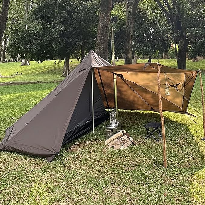 Camping Hot Tent with Wood Stove Jack Winter Teepee Tent 4 Season Backpacking Tent for Survival Hunting Military Fishing