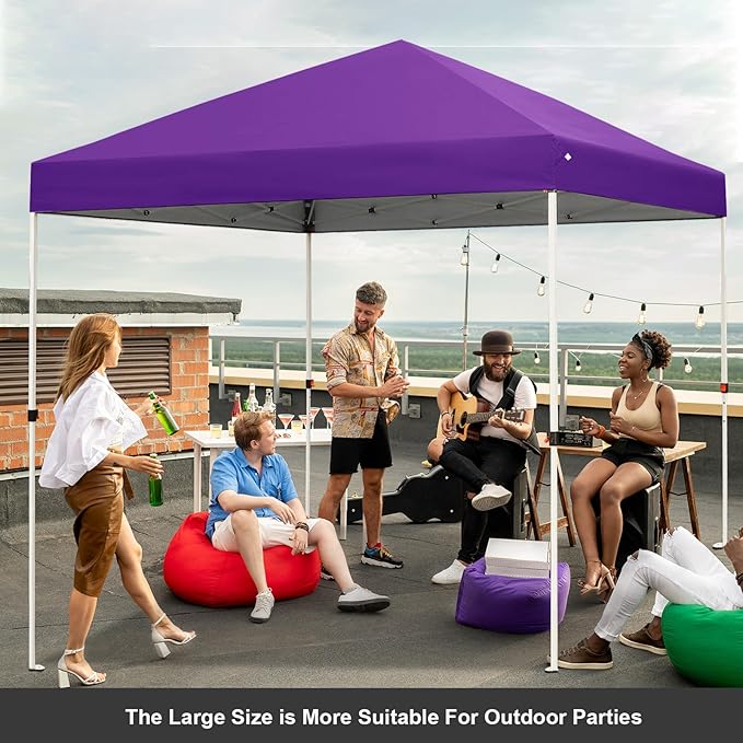 Northroad 10x10ft Pop Up Canopy, Popup Outdoor Canopy Tent with Wheeled Carrying Bag,Portable Gazebo Shelter for Patio,Deck,Garden,Beach（Purple）