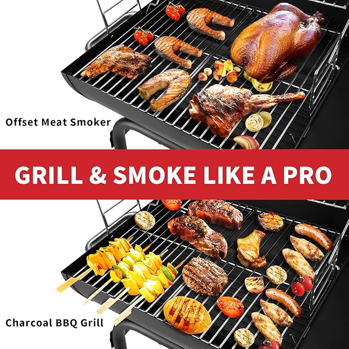 Barrel Charcoal Grill, Large Charcoal Grills with Side Shelf, Outdoor BBQ Grill,Perfect for Backyard Camping, Patio Parties, and Picnics